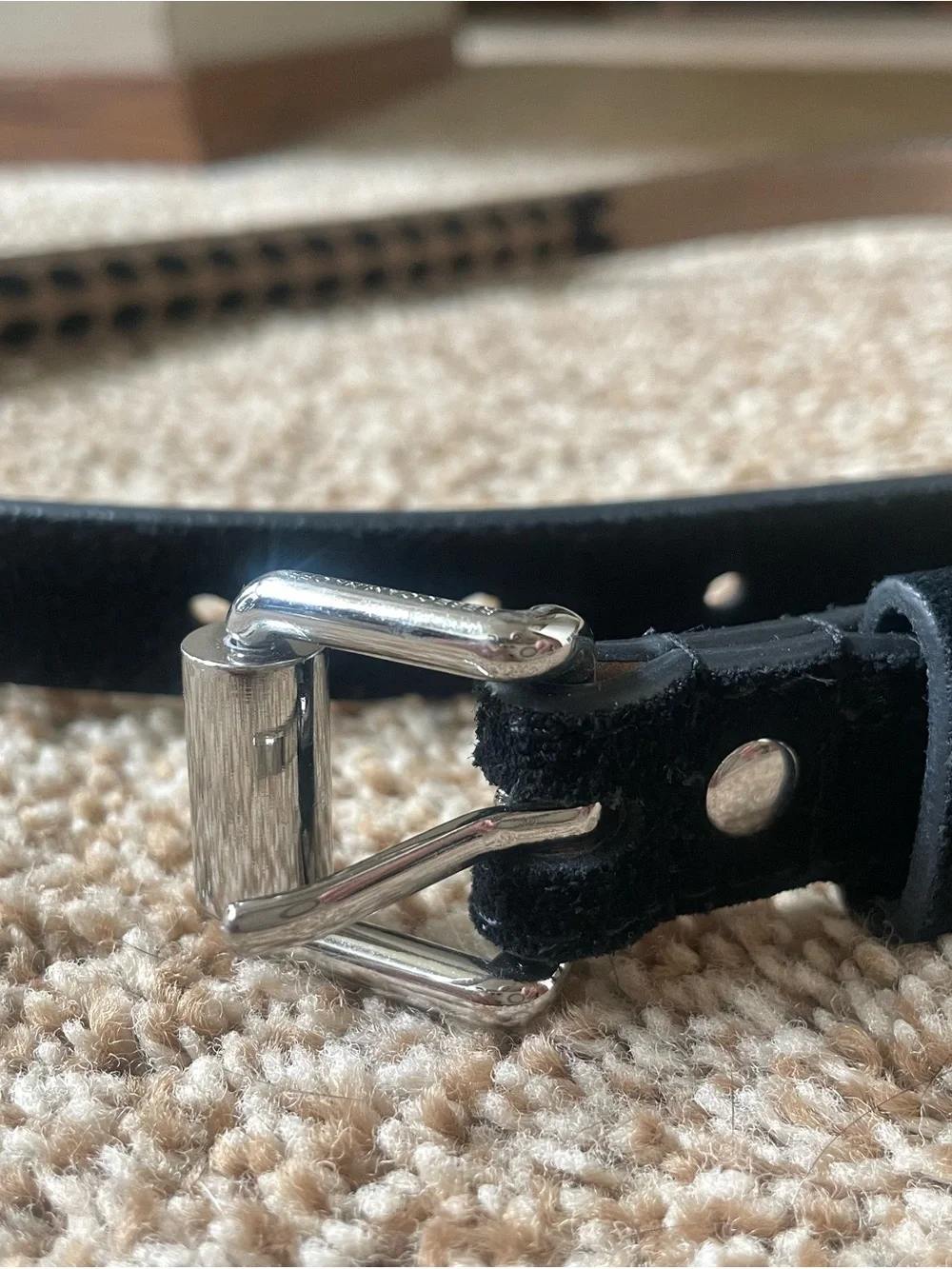 Rebecca Minkoff Black Suede Belt with Silver Chain Trim
